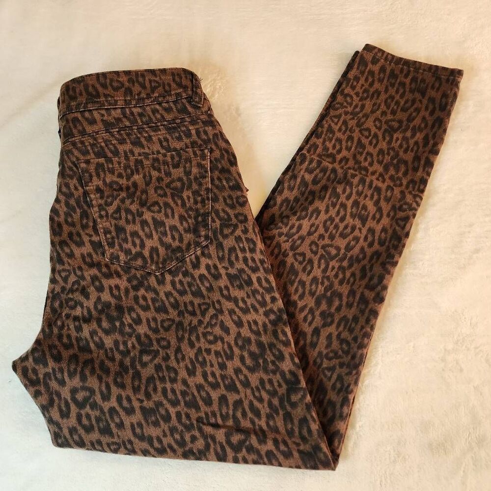Democracy Ab Solution Leopard Print Pants Skinny Slim Cut Size 10